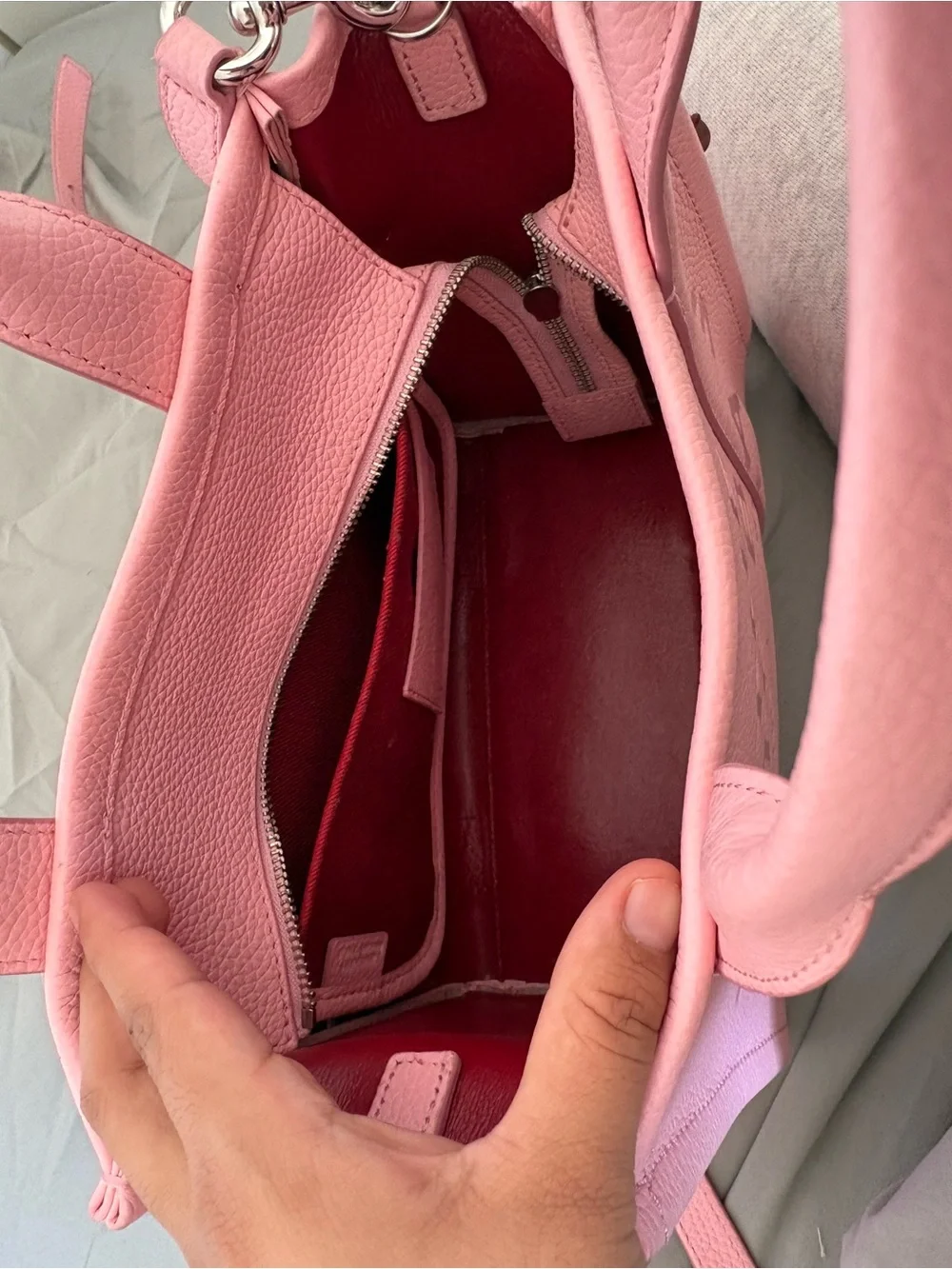Marc Jacobs Pink Pebbled Leather Top-Handle Tote with Strap